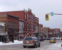 A photo of the downtown in Collingwood, Ontario